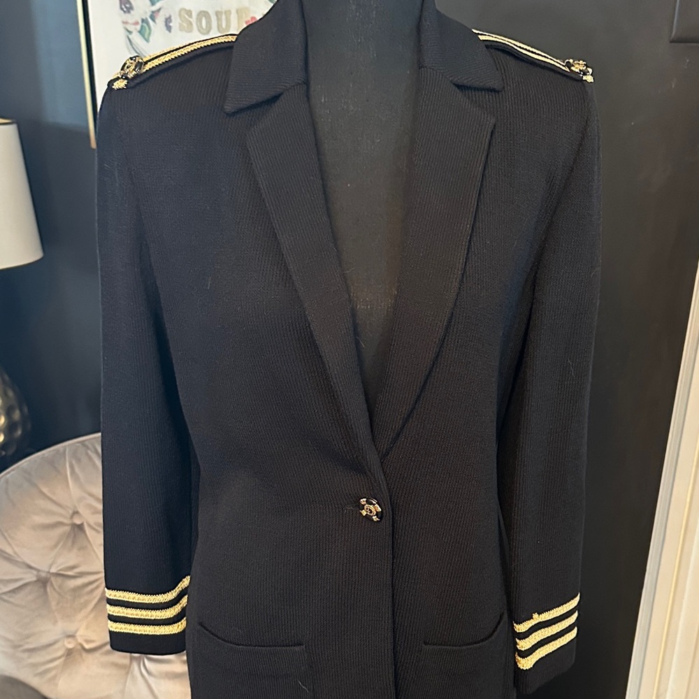 St. John collection navy sailor Blazer with Gold Accents AMAZING
